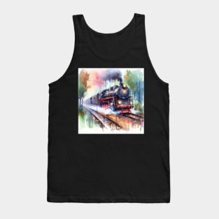 Fantasy illustration of a train barreling down the tracks Tank Top